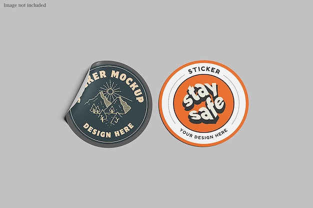 sticker mockup round stickers with stay safe and mountain designs