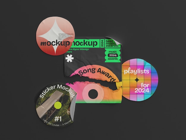 PSD sticker pack mockup design