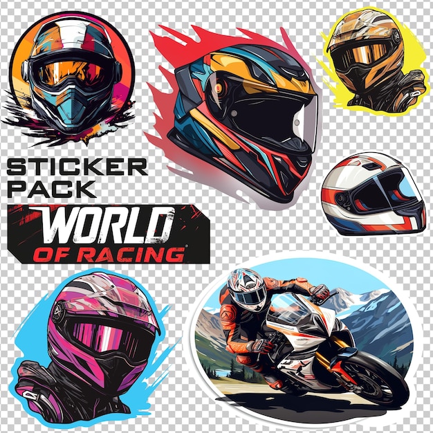 PSD sticker pack of motor racing icon collection