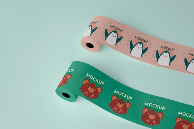 PSD sticker roll with bears and penguins