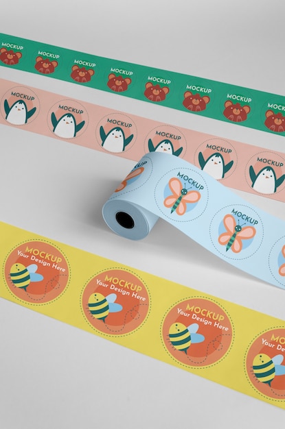 PSD sticker rolls with animals and insects