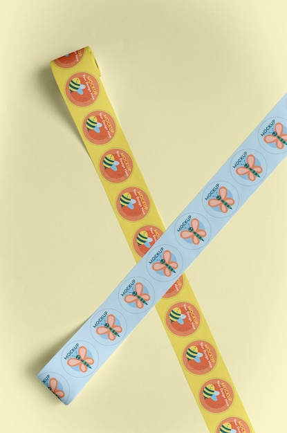 PSD sticker rolls with butterflies and bees