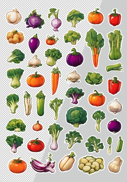 PSD sticker sheet art cartoon icon vegetable