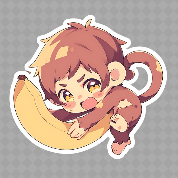 PSD a sticker that says quot a monkey quot with a banana in it