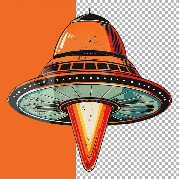 PSD sticker of a ufo ship on a transparent background ai generated