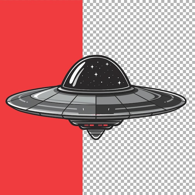 PSD sticker van een ufo-schip op een doorzichtige achtergrond