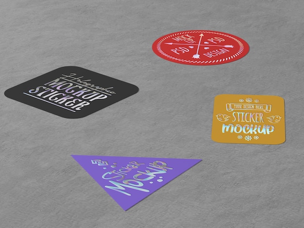 PSD stickers arrangement mockup