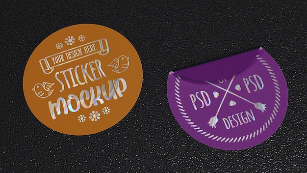 PSD stickers arrangement mockup