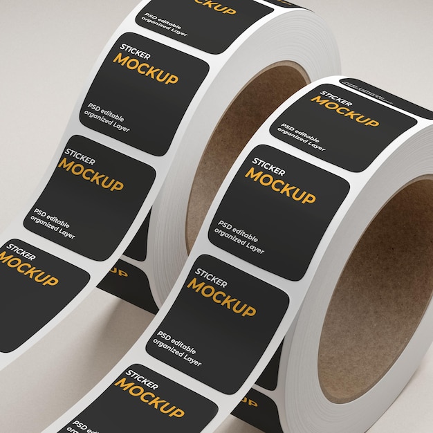 Stickers Roll Mockup PSD