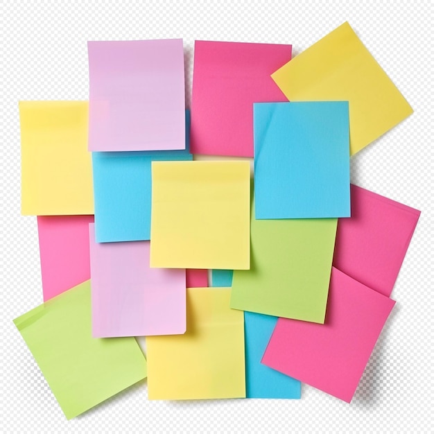 Sticky colorful notes transparent background