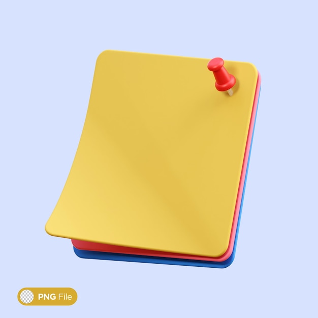 PSD illustrazione dell'icona 3d di sticky note