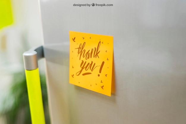 Sticky note on fridge mockup