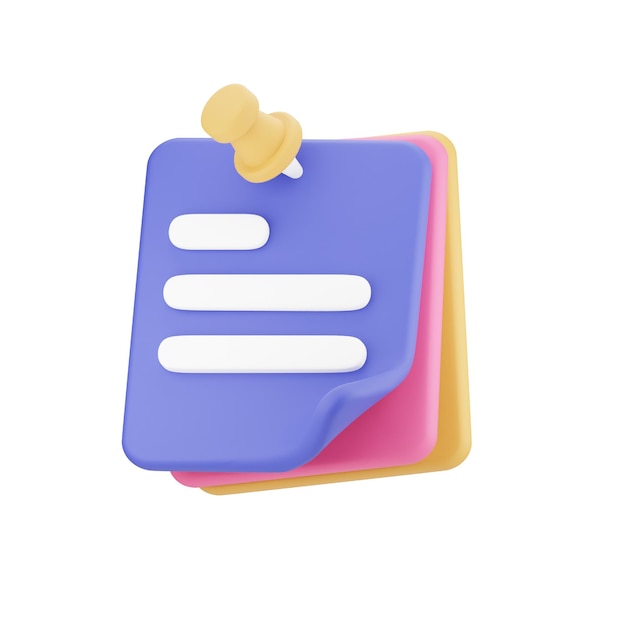 Sticky Notes 3d Icon Office