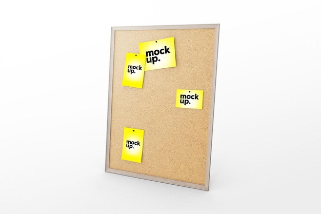 Sticky notes mockup on board with clean background