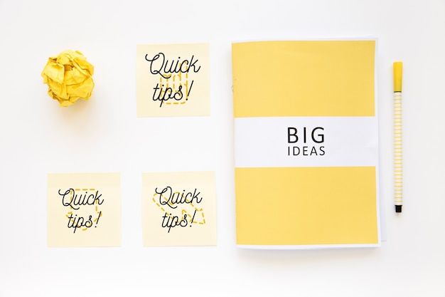 Sticky notes mockup with tips concept