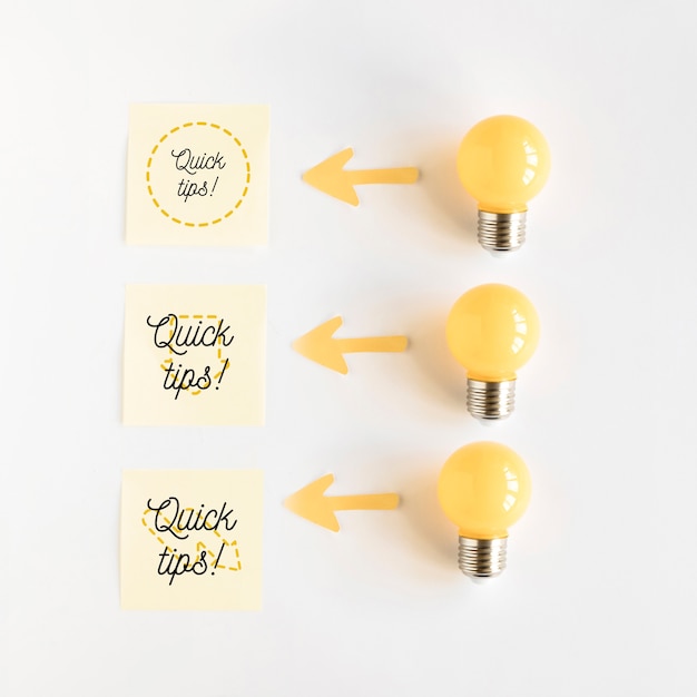 PSD sticky notes mockup with tips concept