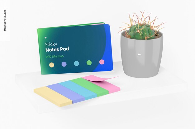 Sticky notes pad mockup, leaned