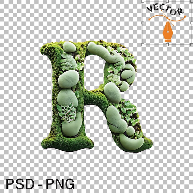 Stijlvolle groene lettertype-alfabetten A tot Z PNG-afbeeldingen en lettertypencollectie