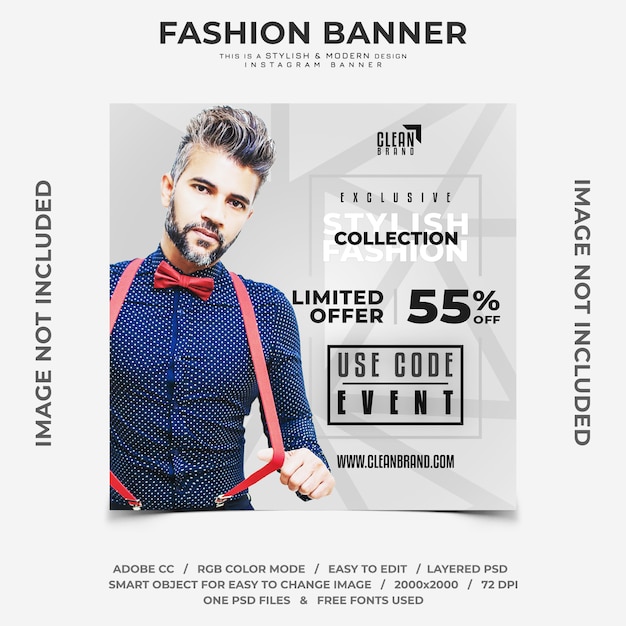 Stijlvolle mode-evenementen kortingen instagram banner