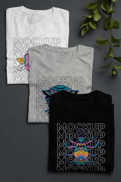 PSD still life of blank shirt mockup