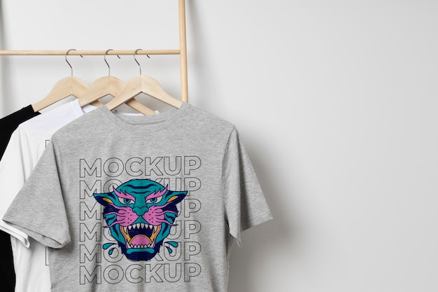 PSD still life of blank shirt mockup