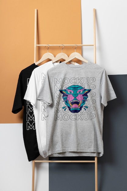 PSD still life of blank shirt mockup