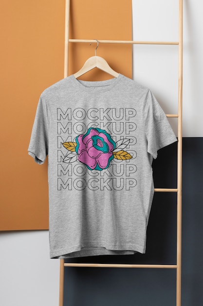 PSD still life of blank shirt mockup