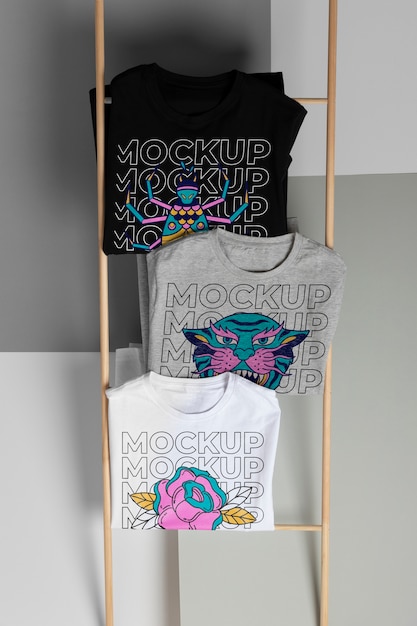 PSD still life of blank shirt mockup