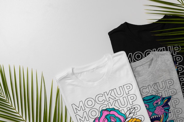 PSD still life of blank shirt mockup