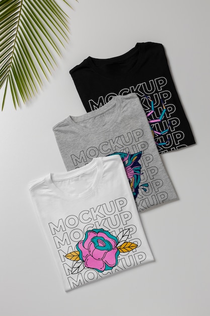 PSD still life of blank shirt mockup