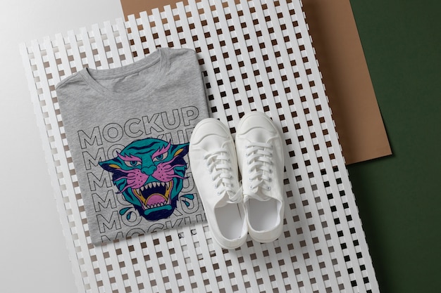 Still life of blank shirt mockup