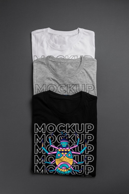 PSD still life of blank shirt mockup