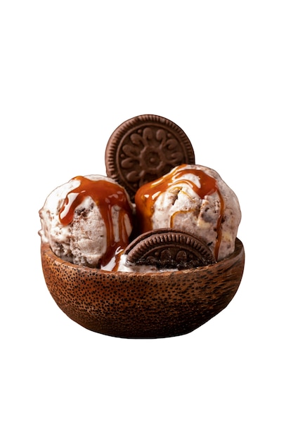Still life of cookies and ice cream in bowl