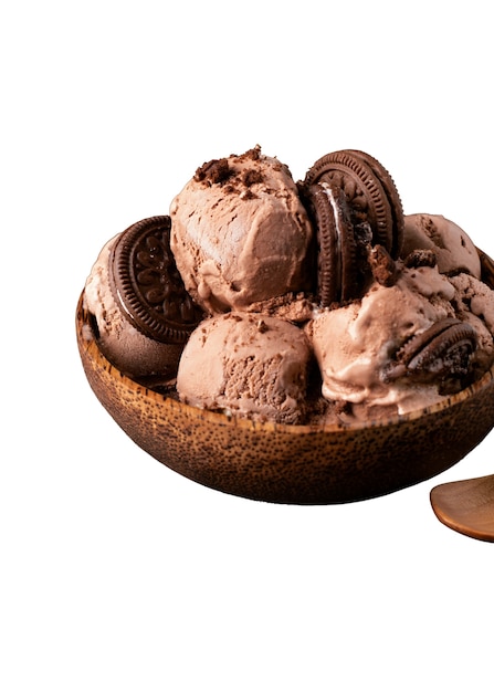 Still life of cookies and ice cream in bowl