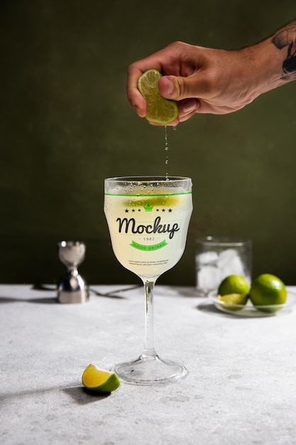 PSD still life of daiquiri cocktail mockup