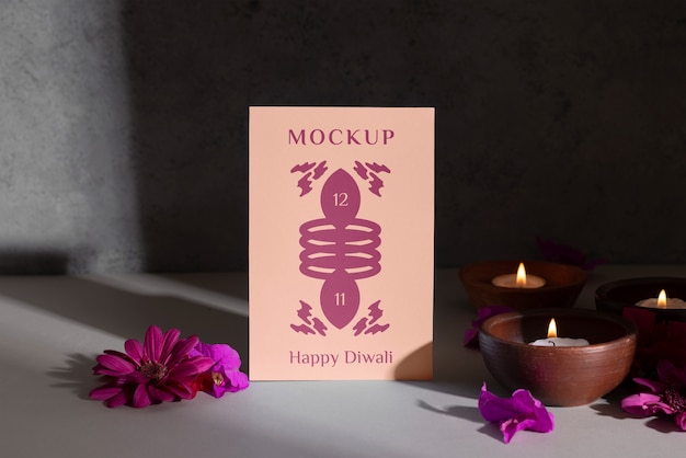 PSD still life of diwali postcard mockup