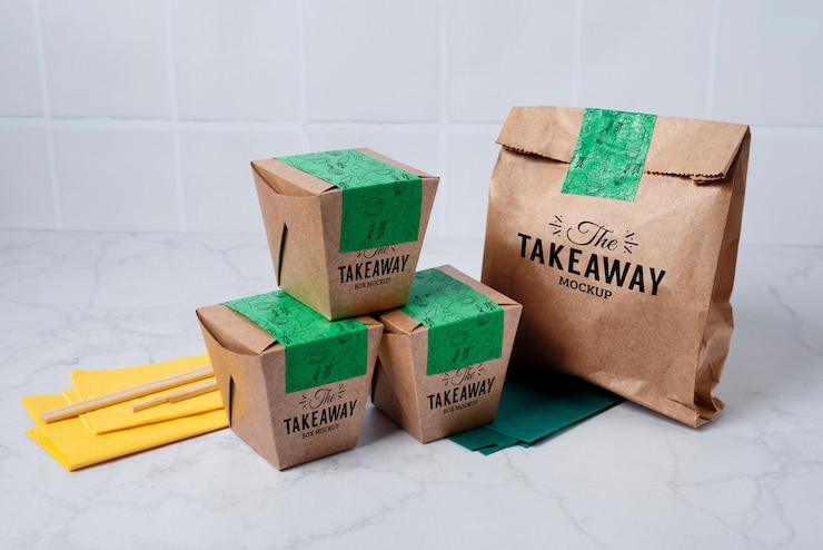 PSD still life of food delivery mockup