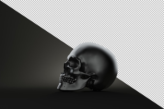 PSD still life human skull on black background