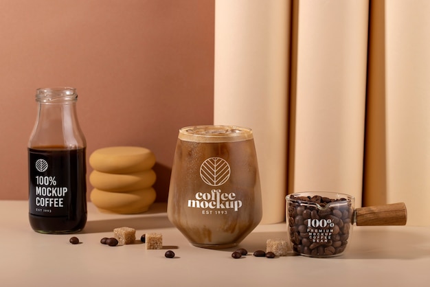 Still life iced coffee mockup