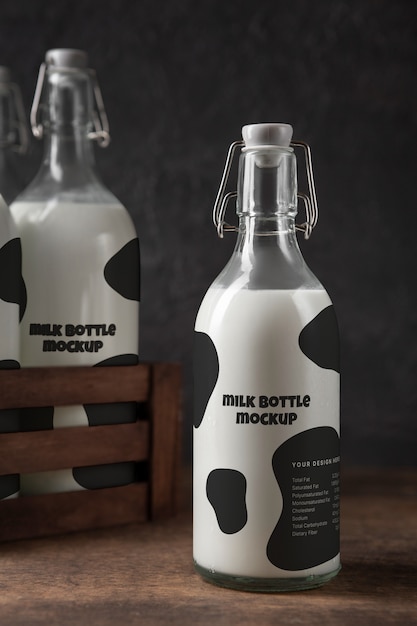 Natura morta del modello della bottiglia per il latte