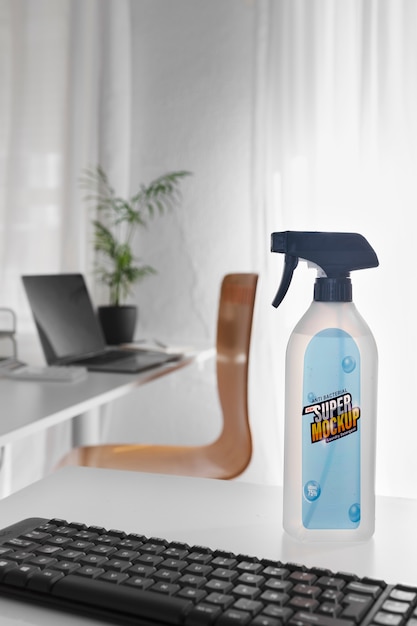 PSD still life of office cleaning mockup design