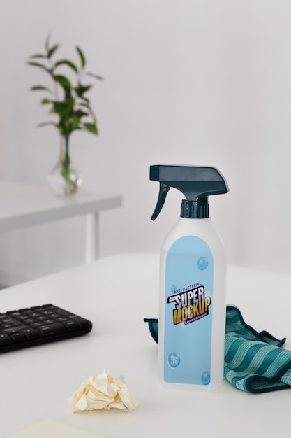 PSD still life of office cleaning mockup design