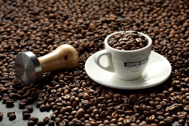 still life of press kit for coffee mockup