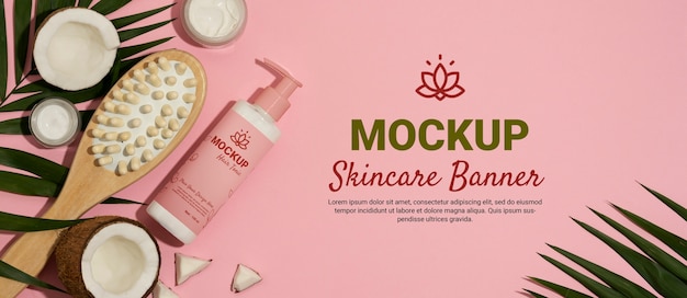 PSD still life skin care banner mockup