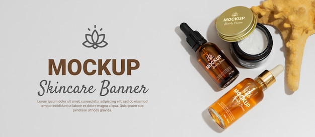 PSD still life skin care banner mockup