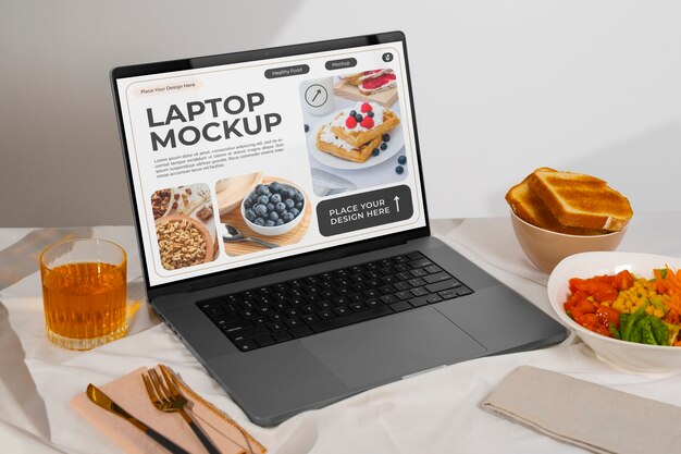 PSD still life of tablet mockup on table