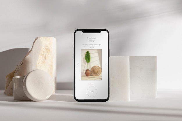 still life of technology device with minimal display mockup