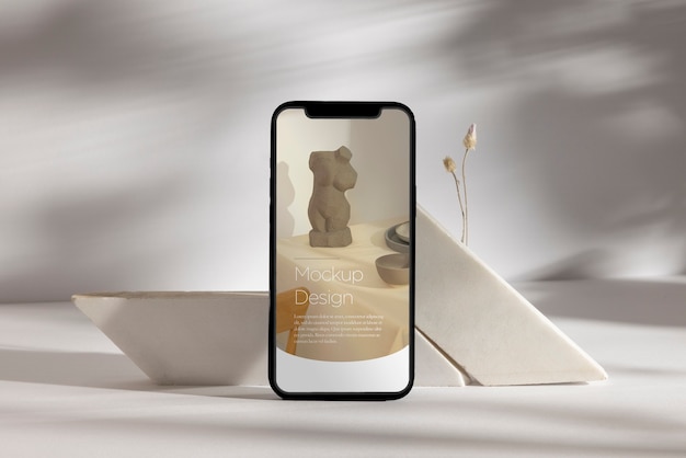 Natura morta del dispositivo tecnologico con mockup di visualizzazione minimo