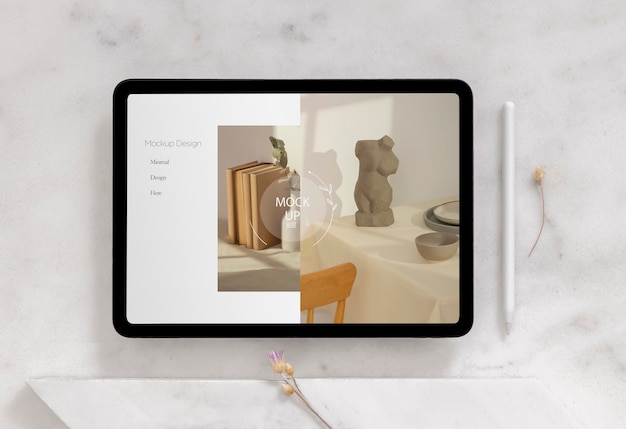 still life of technology device with minimal display mockup
