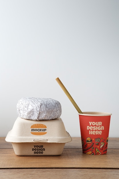 PSD still life with burger box mockup